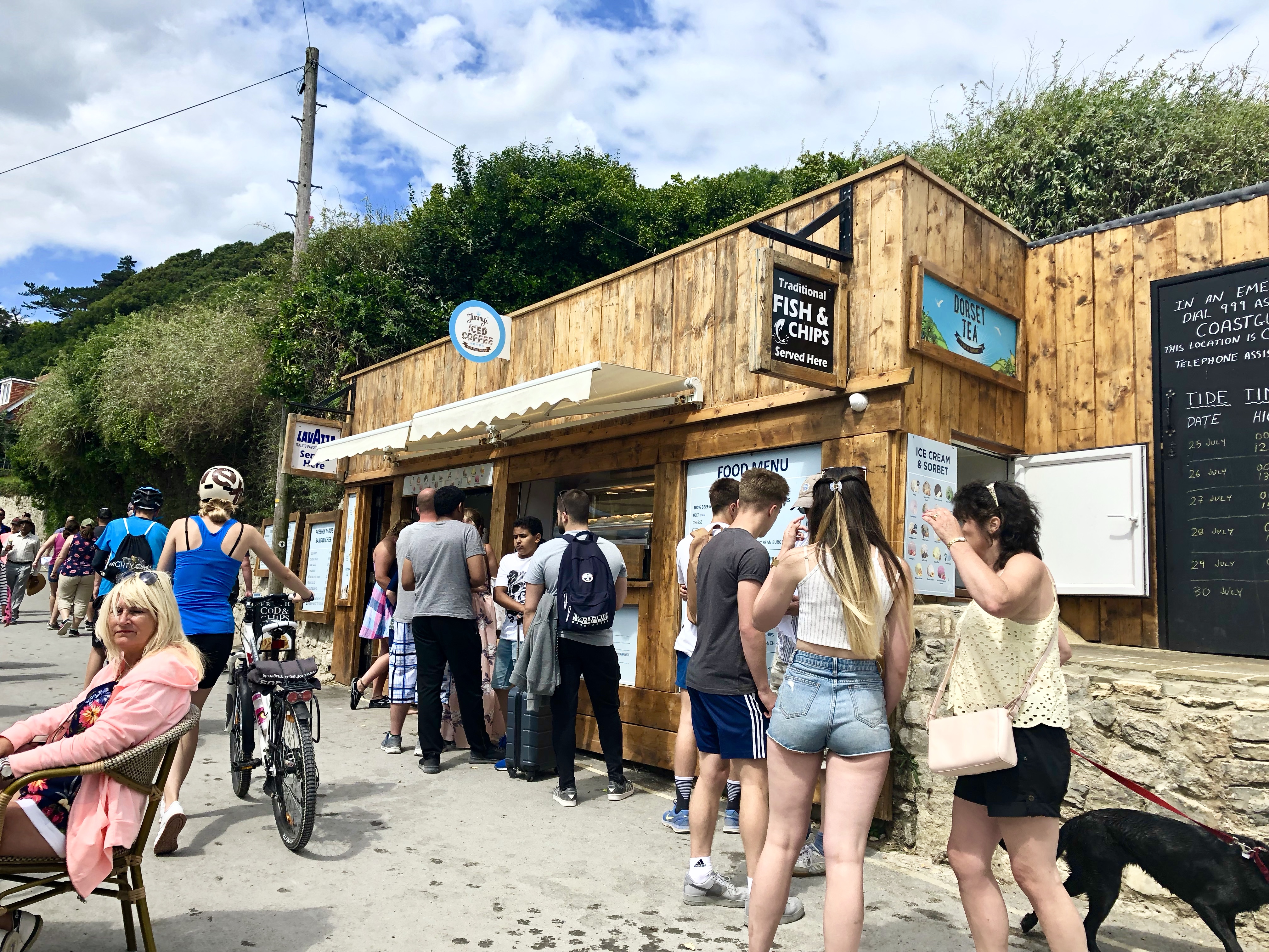 A shack for gourmets at Lulworth Cove.